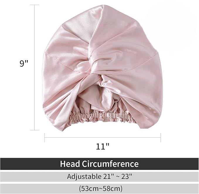 100% Mulberry Silk Bonnet for Women Hair Care, Grade 6A Silk Sleeping Cap - Stay On All Night Hair Wrap for Sleeping (Apricot/06, One Size-Medium)