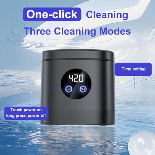 Ultrasonic Retainer Cleaner, Portable Ultrasonic Retainer Cleaner 48W 49KHz 250ml(8oz) with 6 LED Lights, Sonic Denture Cleaning Machine for Dentures, Jewelry