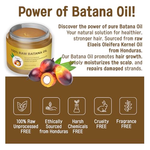 100% Raw Batana Oil by Dr. Sebi for Hair GrowthㅣNatural Hair Growth OilㅣSplit End PreventionㅣHair Thickening & Stronger Hair Treatment