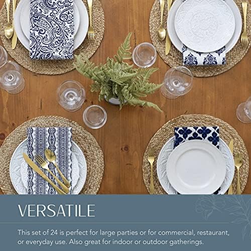 Elrene Home Fashions Everyday Casual Prints Assorted Fabric Napkins, Decorative Cloth Napkins and Table Accessories, 17" X 17", Gray, Set of 24