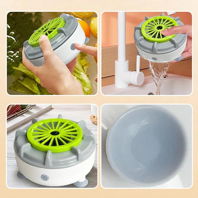Efficient Portable Fruit and Vegetable Washers, Fruit and Vegetable Cleaning Machine, Electric Fruit Cleaner for Washing Fruits, Vegetables, Grain, Meat, Water-Proof & Wireless Charging (E)