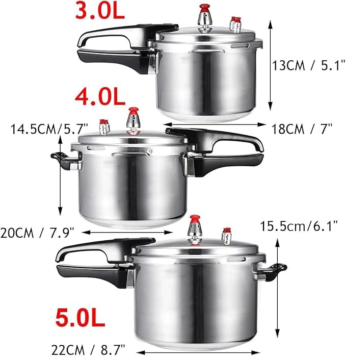 Electric Pressure Cooker, Kitchen Pressure Cooker Cookware 18/20/22cm Gas Stove/Open Fire Pressure Cooker Outdoor Camping Cook Tool Steamer,One Color-5L