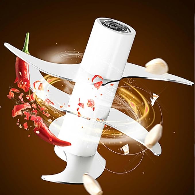 Household Electric Garlic Crusher, Electric Garlic Chopper, Mini Portable Veggie Chopper with 4/6 Stainless Steel Blades, Wireless Rechargeable Food Cutter for Garlic, Onion, Chili (2PCS-B,320ML)