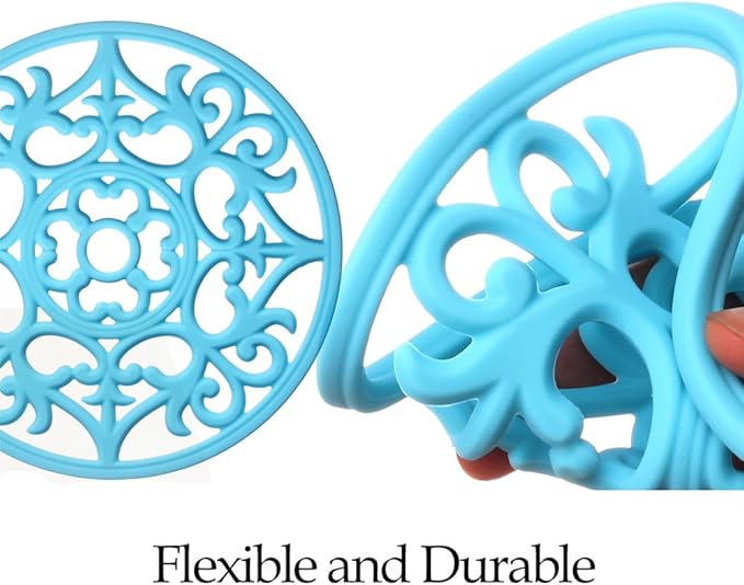 ME.FAN Trivets for Dishes/Pots/Pans, 3 Pcs Silicone Mats, Flexible/Durable/Non Slip Hot Pads to Protect Table and Counter Top (Blue)