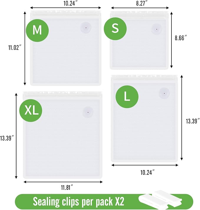 Reusable Vacuum Seal Bags, BPA-Free Food-Grade, Leakproof & Odor-Resistant, Freezer & Microwave Safe, Heavy-Duty Clear Bags for Meat, Seafood, Snacks, Dry Goods, 30 Pack (11.81" x 13.39")