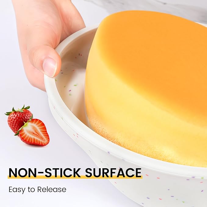Vinino 10 Inch Silicone Round Cake Pan with Metal Reinforced Frame Set of 3, Nonstick Silicone Springform Pan for Baking Suitable for Making Layers, Cheese & Chocolate Cakes