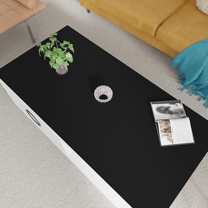 Desk Cover Mat - 28x64 Inch Waterproof Easy to Clean Can Conceal Flaws Protector The Table Top from Scratches Used for Coffee Table (Black+Black 28x64)