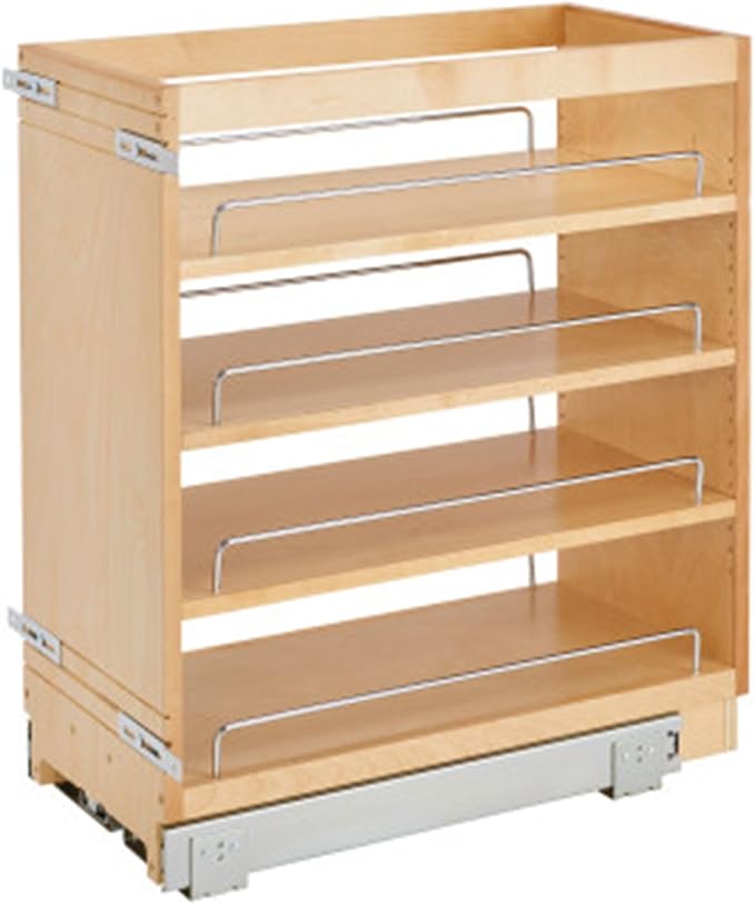 Rev-A-Shelf 11" Pullout Kitchen Cabinet Storage Organizer Slide Out Pantry Spice Rack with Adjustable Shelves for 11.5" W Cabinet Opening, 448-BC-11C