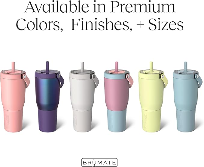 BrüMate Resa 35oz 100% Leakproof Travel Tumbler w/Handle & Straw | Flexible SoftSip Straw | Silicone Sleeve for Durability | Stainless Steel | Cup Holder & Travel Friendly Water Bottle (Rose Taupe)