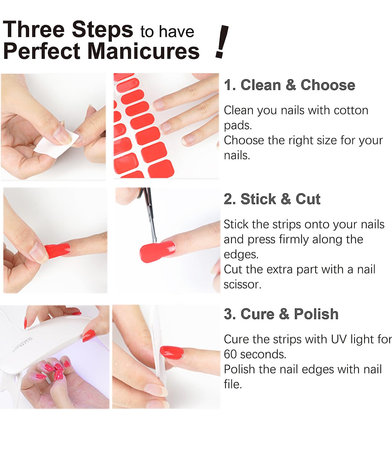 Semi Cured Gel Nail Strips, 20pcs Gel Nail Stickers UV, Semi Cured Gel Nail Wraps for Home Nails DIY -Black & Diamond