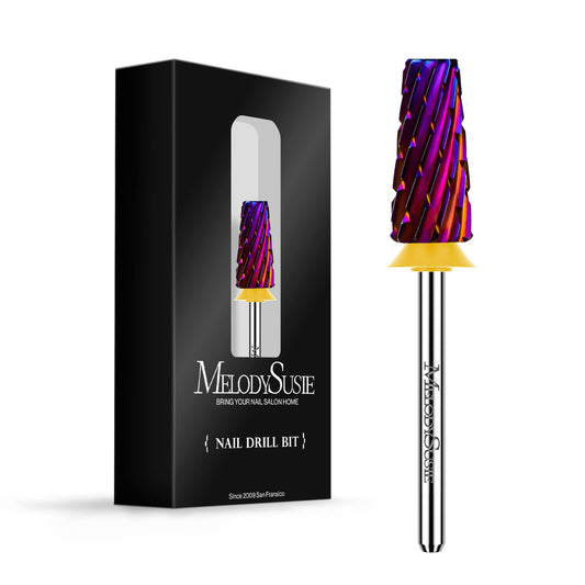 MelodySusie Professional 5 in 1 Nail Drill Bits, 3/32'' Carbide Tungsten Multi-function Bits, Suitable for Manicure Pedicure Cuticle Gel Polishing, Technicians Bits, Purple, Series Bit-M,Double Coarse