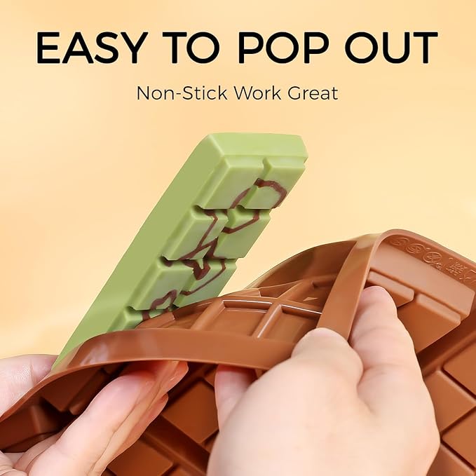 Chocolate Bar Mold - Non-Stick Silicone Chocolate Molds, Food Grade Dubai Deep Chocolate Bar Mold for Milk Pistachio - Set of 2
