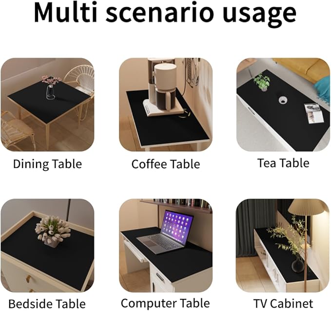 Large Leather Desk Mat - 40x80 Inch Waterproof Easy to Clean Can Conceal Flaws Protector The Table Top from Scratches Used for Dining (Black+Black 40x80)