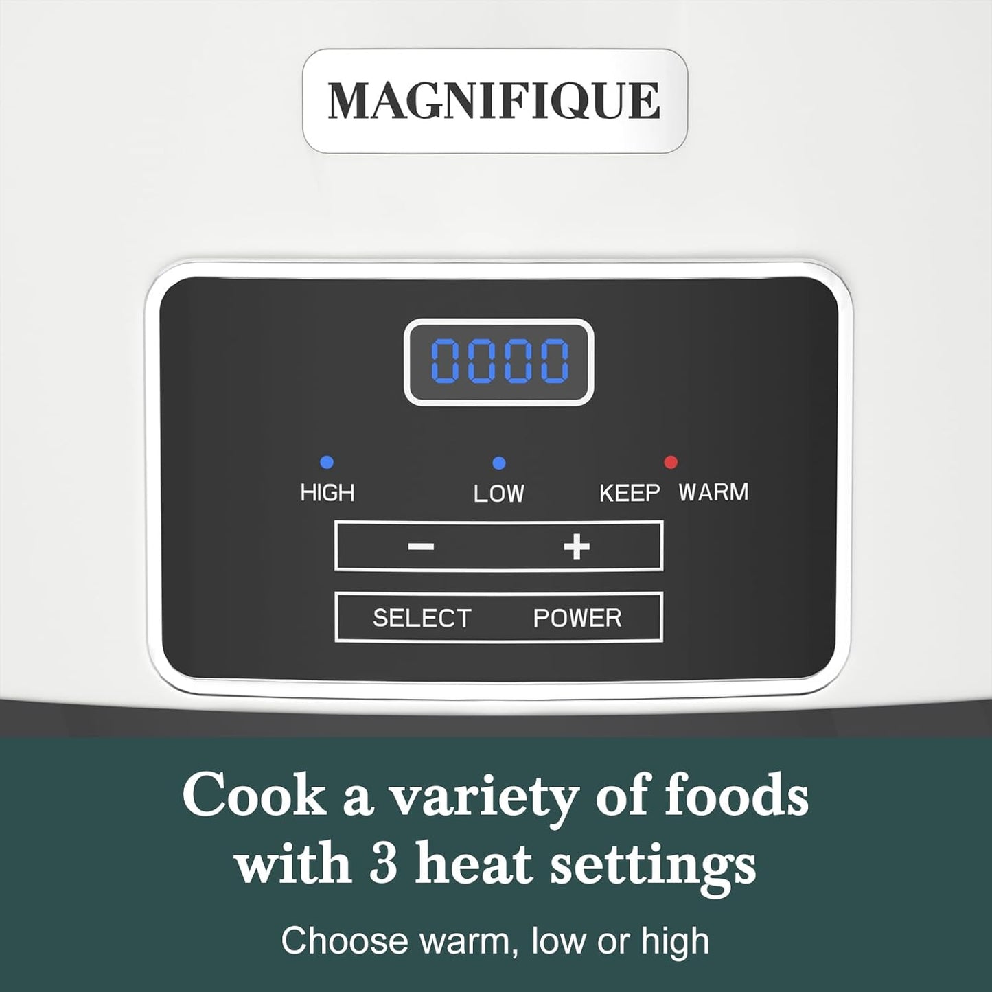 6-Quart Programmable Slow Cooker with Timer Keep Warm - Small Kitchen Appliance for Family Dinners - Serves 6+ People - Heat Settings: Keep Warm(White, Black Liner)