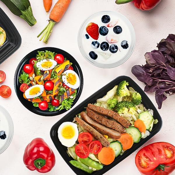 50 PACK, 24 oz. Meal Prep Containers, Extra Large & Thick Food Storage Containers with Lids - BPA Free Stackable Microwavable & Dishwasher Safe, Travel, To Go, Bento Box (50, Rectangle - 28 oz.)