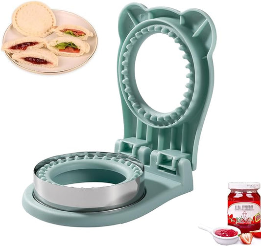 CHICHAUS Uncrustable Sandwich Maker, Sandwich Pocket Circle Shape Cutter & Sealer for Kids Breakfast and Lunchboxes, Light Blue, 3.7Inch