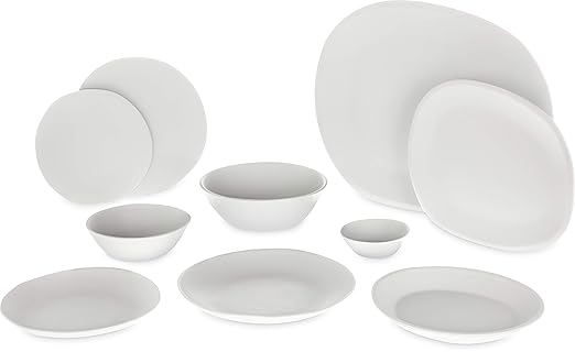 Carlisle FoodService Products Ridge Resuable Plastic Plate Coupe Plate for Home and Restaurant, Melamine, 10 Inches, Cement, (Pack of 12)