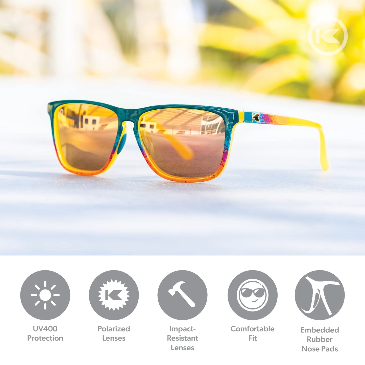 Knockaround Fast Lanes Sport - Polarized Running Sunglasses for Women & Men - Impact Resistant Lenses & Full UV400 Protection, Desert
