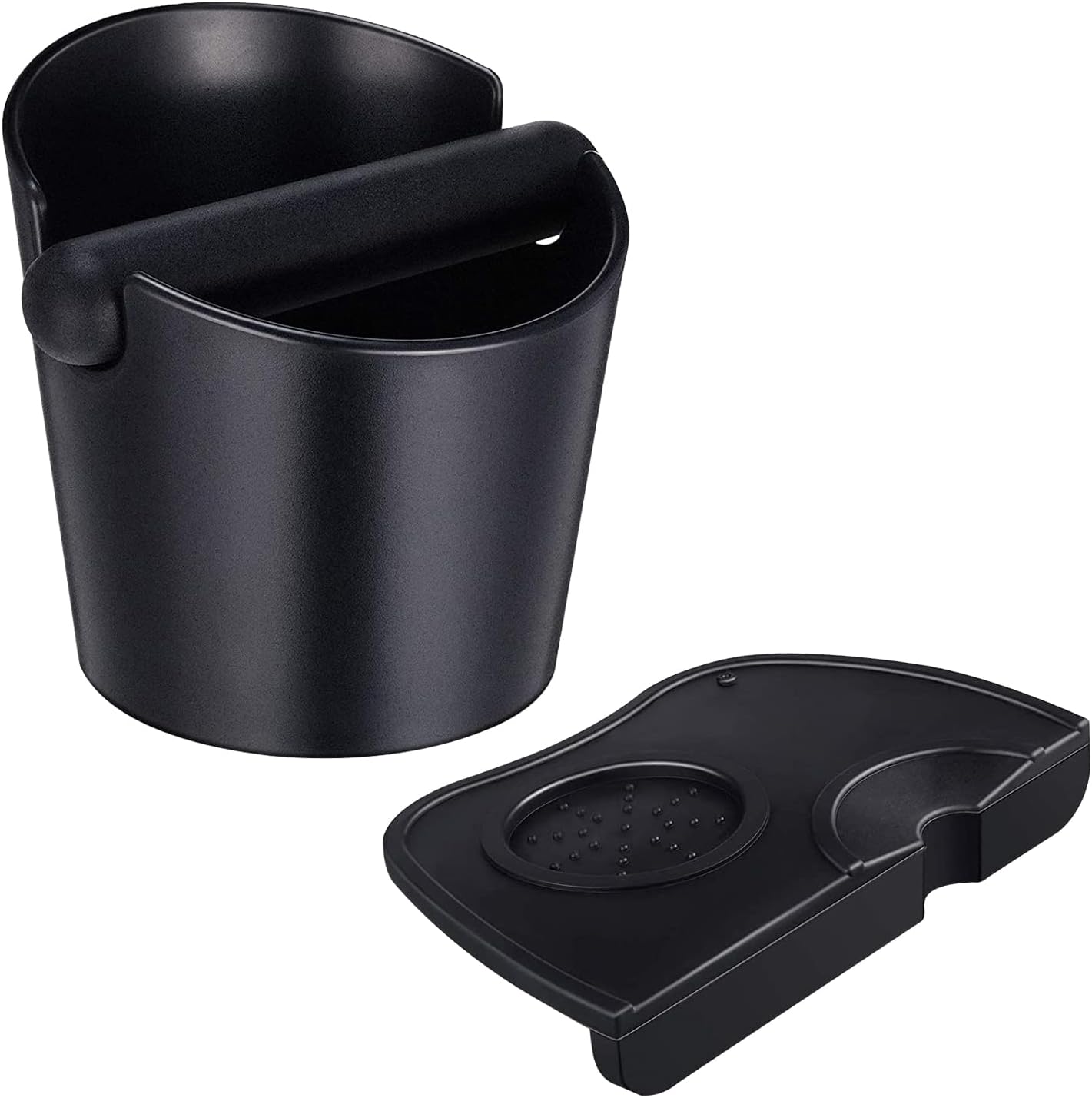 Coffee Knock Box,Set of 2 Pieces Espresso Knock Box Coffee Tamper Mat Reliable Barista Tools,Espresso Dumpster with Removable Knock Lever and Non-Slip Base,for Barista Bar Shop Worktop