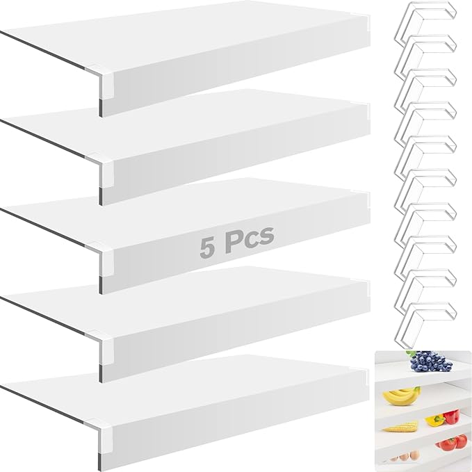 5 Pcs Wire Shelf Cover, 24X12X3 Inch Carbon Fiber Material Shelf Covers for Pantry Shelves(Not Wood), Waterproof Removable Closet Shelving Liner for Home Kitchen,Office Organization - White