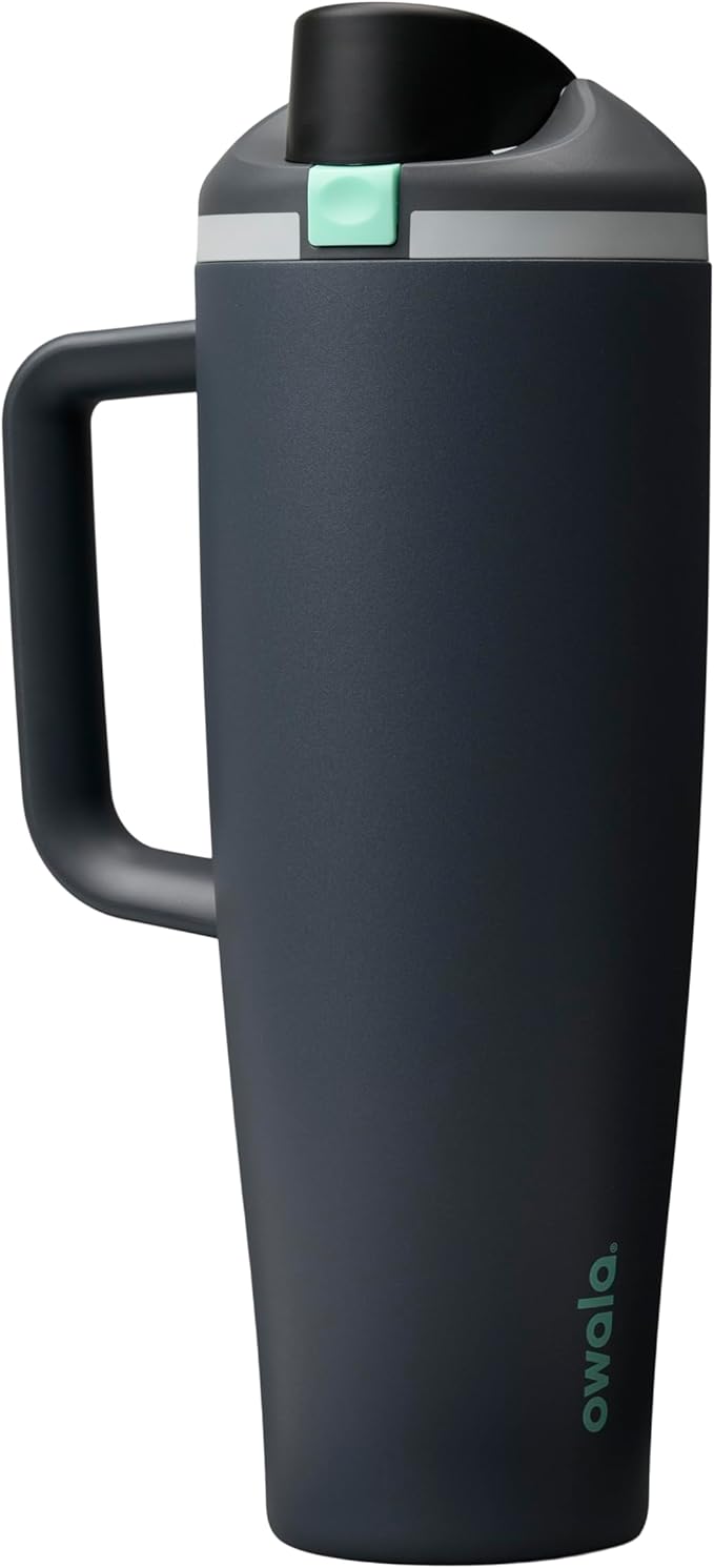 Owala FreeSip Tumbler Insulated Stainless Steel Water Bottle with Built-in Straw and Side Handle, For Travel, Work, School, and Sports, 40oz, BPA Free, Leak Proof, Foggy Tide