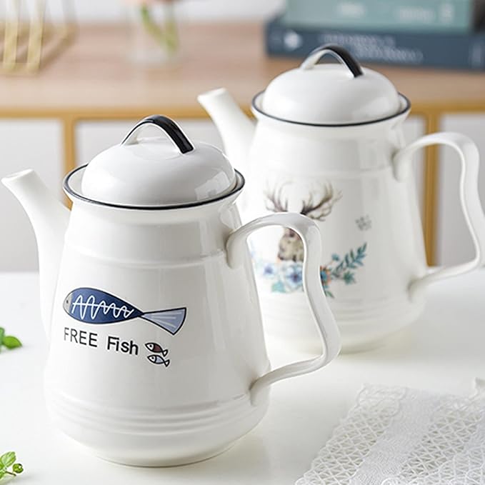 GRFIT Carafe Ceramic Cold Kettle with Handle Large Capacity Filter Teapot Teapot Home High Temperature Resistant Jug with Lid (170g) Water Pitcher (Color : Brass)