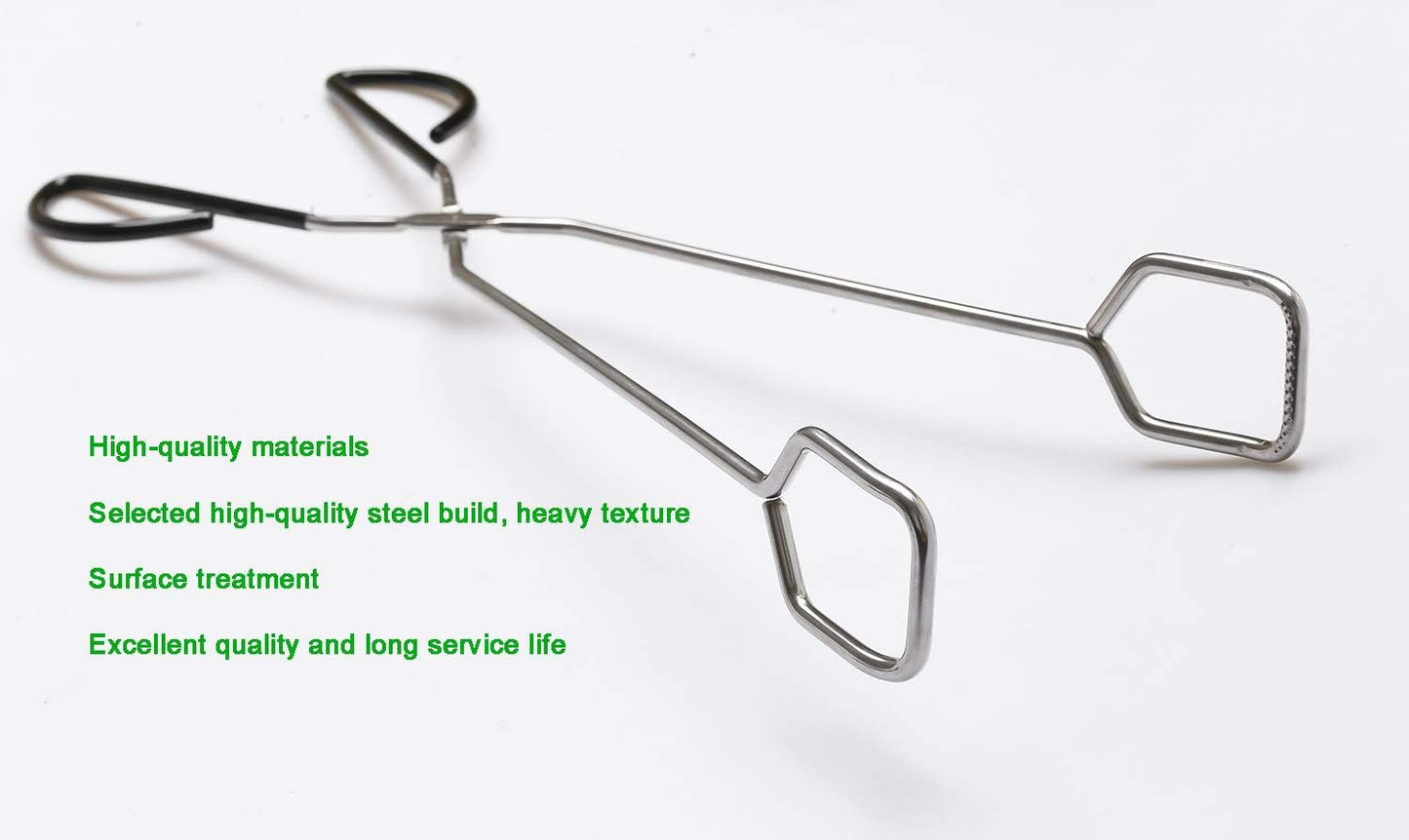 16 Inch Extra Long Stainless Steel Kitchen Scissor Tongs, Non-Slip Comfortable Red Grip, Heat Resistant for BBQ and Cooking