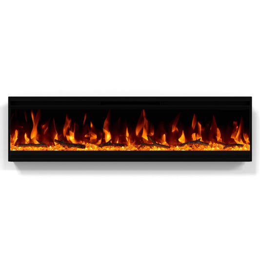40 inch Electric Fireplace, Ultra-Thin Electric Fireplace Inserts, Ultra-Narrow Frame, Wall Mounted and Recessed Fireplace, Log & Crystal, Touch Screen & Remote Control, 1500W