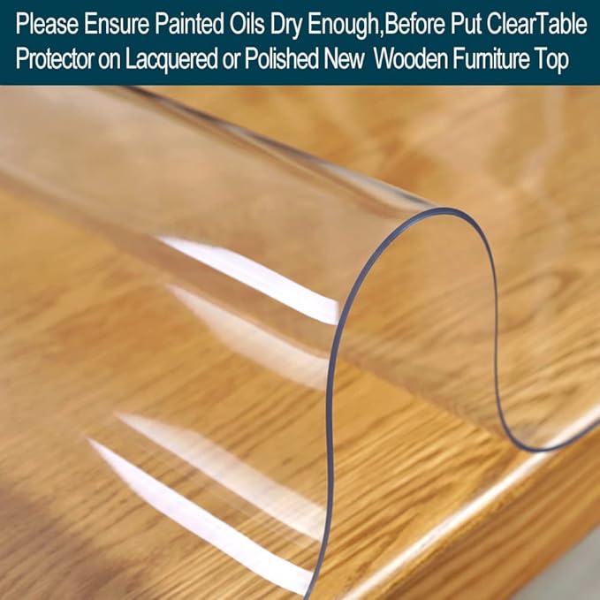 Square 28x28 inch 2 Sets Multisize 1.5mm Thick Clear PVC Table Cover Protector Customed Wooden Furniture Screen Protection Waterproof Crystal Plastic Square Tabletop Protective Pad for End Side Table
