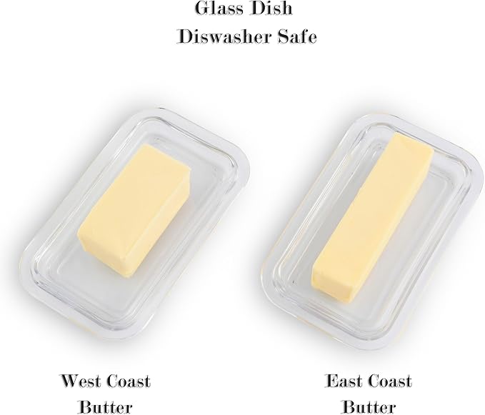 Arthur Court Glass Butter Dish with Lid Cow Head Knob | Classic 2-Piece Design Covered Butter Keeper | Covers and Holds a Standard Stick of Butter | Farmhouse Chic Décor