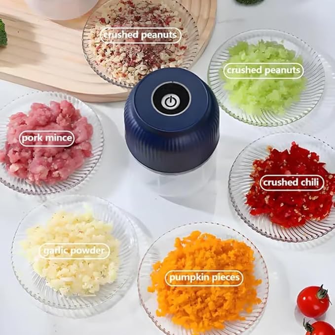 Electric Garlic Chopper, Mini Portable Veggie Chopper, 2026 New Small Garlic Chopper Mincer, USB Rechargeable, Wireless Veggie Grinder, For Mashing Onion, Garlic, Chili, Ginger (Blue, 4 blades)