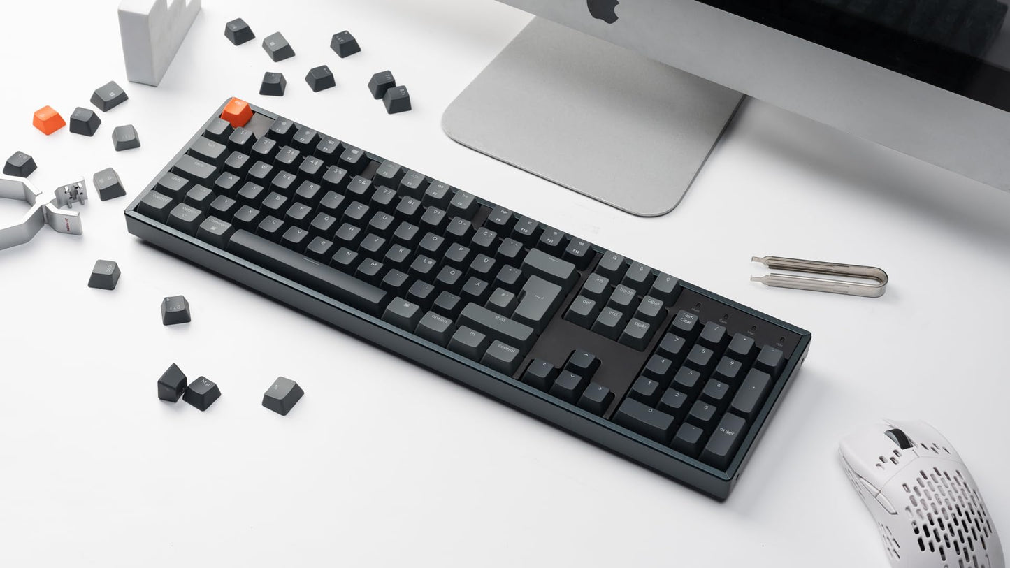 Keychron K10 RGB Full Size Layout Hot-Swappable Mechanical Keyboard for Mac Windows, Multitasking 104-Key Bluetooth Wireless/USB Wired Gaming Keyboard with K Pro Brown Switch Aluminum Frame