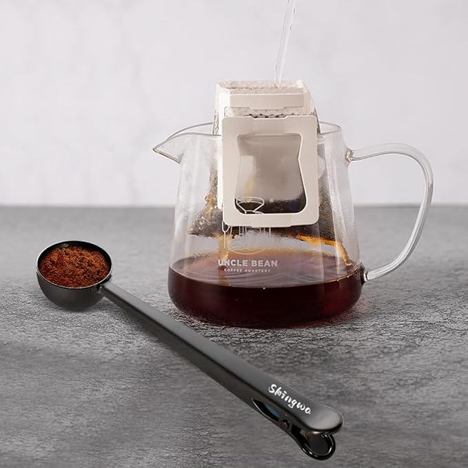 Coffee Scoop with Bag Clip, Multi-Function Milk Powder Measuring Spoon, 20ml (2*Black)