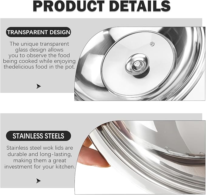 Glass Lid with Handle Tempered 11 Inch Cooking Replacement Cover Wok Accessories for Skillets, Round Cast Iron, Cast Aluminium, Stainless Steel Pans（28cm）