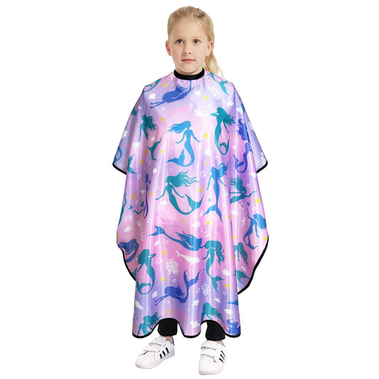 Pelocapa Hair cutting Capes for Kids Waterproof Salon Capes Shampoo Capes for Boys Girls Children - 39"× 51" (Mermaid)