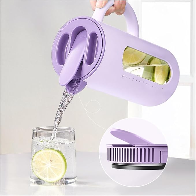 GRFIT Pitcher Cold Kettle for Home, High Temperature Resistant, Cold Kettle Set, Glass Kettle, Cold Bubble Pot Water Jug (Color : Purple)