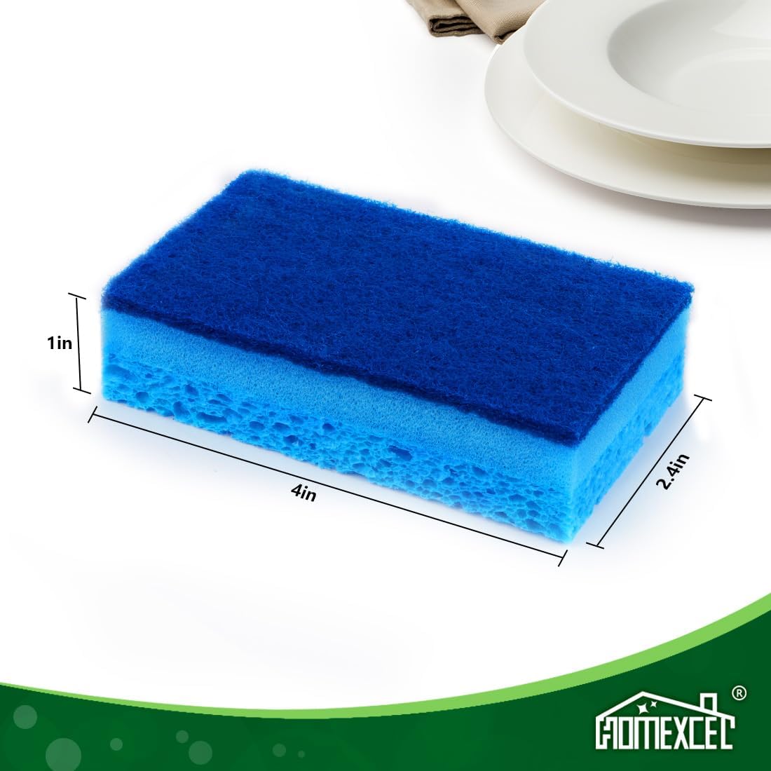 HOMEXCEL Sponges Kitchen 24pcs, Non-Scratch Sponges for Dishes, Scrub Cleaning Sponge Safe on Non-Stick Cookware, Dual Sided Dish Sponge for Kitchen, Household, Bathroom and More