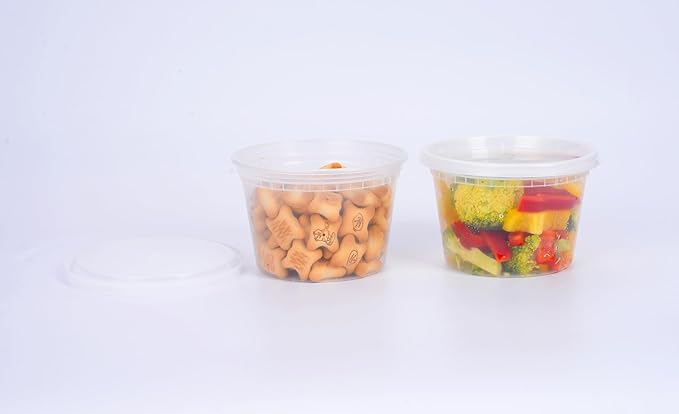 EDI [16 OZ, 25 Sets] Plastic Deli Food Storage Containers with Airtight Lids | Microwave-, Freezer-, Dishwasher-Safe | BPA Free | Heavy-Duty | Meal Prep | Leakproof | Recyclable