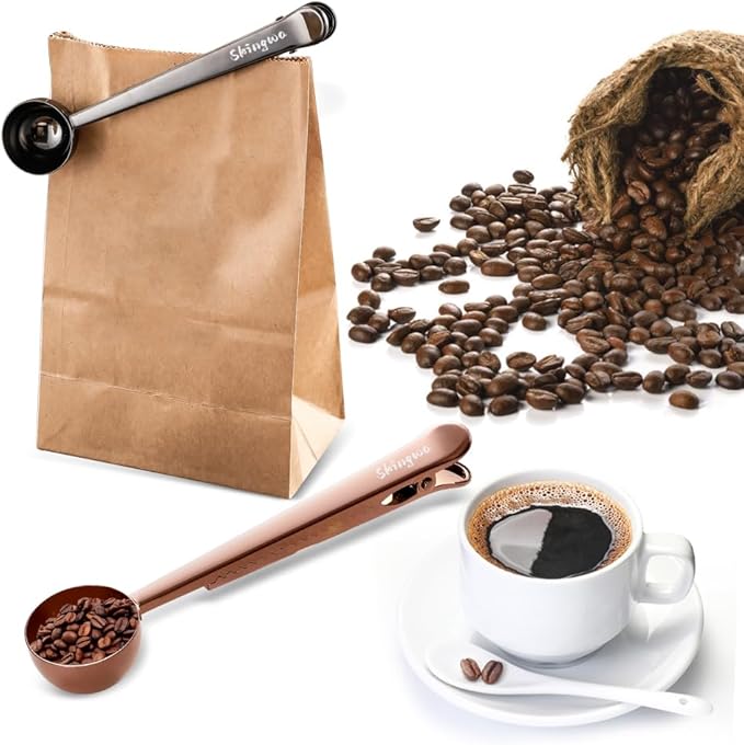 Coffee Scoop with Bag Clip, Multi-Function Milk Powder Measuring Spoon, 20ml (2*Black)