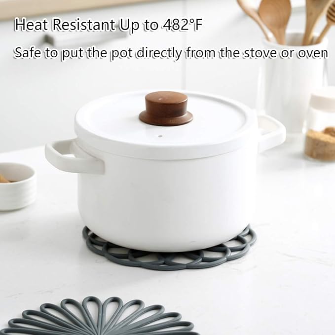 Set of 3 Silicone Trivet Mat - Hot Pot Holder Hot Pads for Table & Countertop - Trivet for Hot Dishes - Non-Slip & Heat Resistant Modern Kitchen Hot Pads for Pots & Pans, Sky Blue