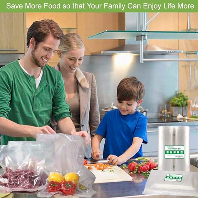MakMeFre 100 Pint Size 6x10Inch Vacuum Freezer Sealer Bags for Food, BPA Free, Heavy Duty Commercial Grade, Sous Vide Vaccume Safe,Vaccume Seal Pre-Cut Bag