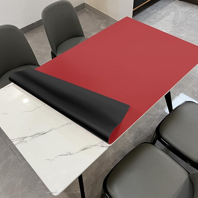 Leather Table Pad,1.8mm Thick,40x66 Inch,Dining Table Pad,Table Pads for Dining Room Table Rectangular,Table Protector for Dining Room Table,Dining Table Cover(Black+Wine Red,40x66)