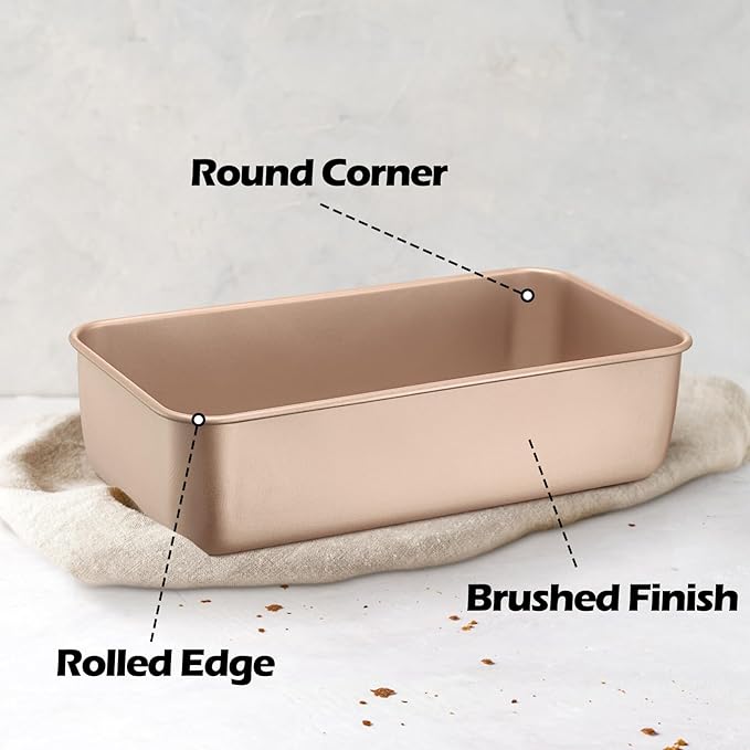 Leonyo 6 Pack Nonstick Loaf Pans for Baking Bread, 9x5IN Stainless Steel Loaf Pans for Homemade Bread Baking, Meatloaf, Bananas, Brownies, Lasagnas, Oven Safe, Rose Gold