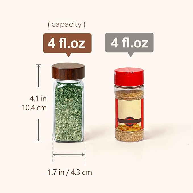 ComSaf 24Pcs (4Oz) Glass Spice Jars with Label, Airtight Seasoning Containers with Lid for Home Cooks to Organizing Herbs, Sugar, Pepper, Salt, Glass Spice Bottles Organize Cabinet & Drawer