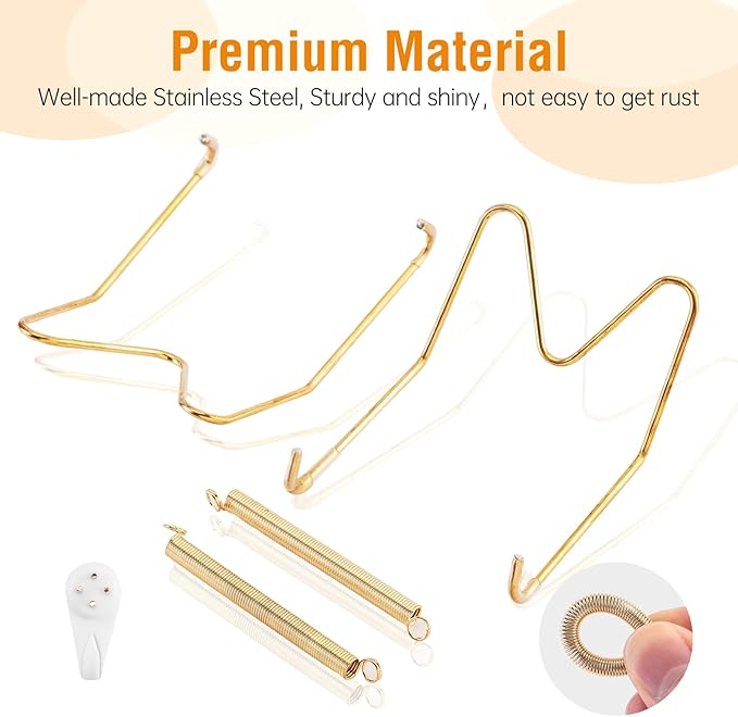 Bilillo 14 Pieces Plate Hangers for Wall - 8/10/12/14/16 Inch Invisible Plates Hanger, Stainless Steel Plate Holders with 14 Pieces Wall Hooks for 7.5 to 20 Inch Decorative Plates and Arts