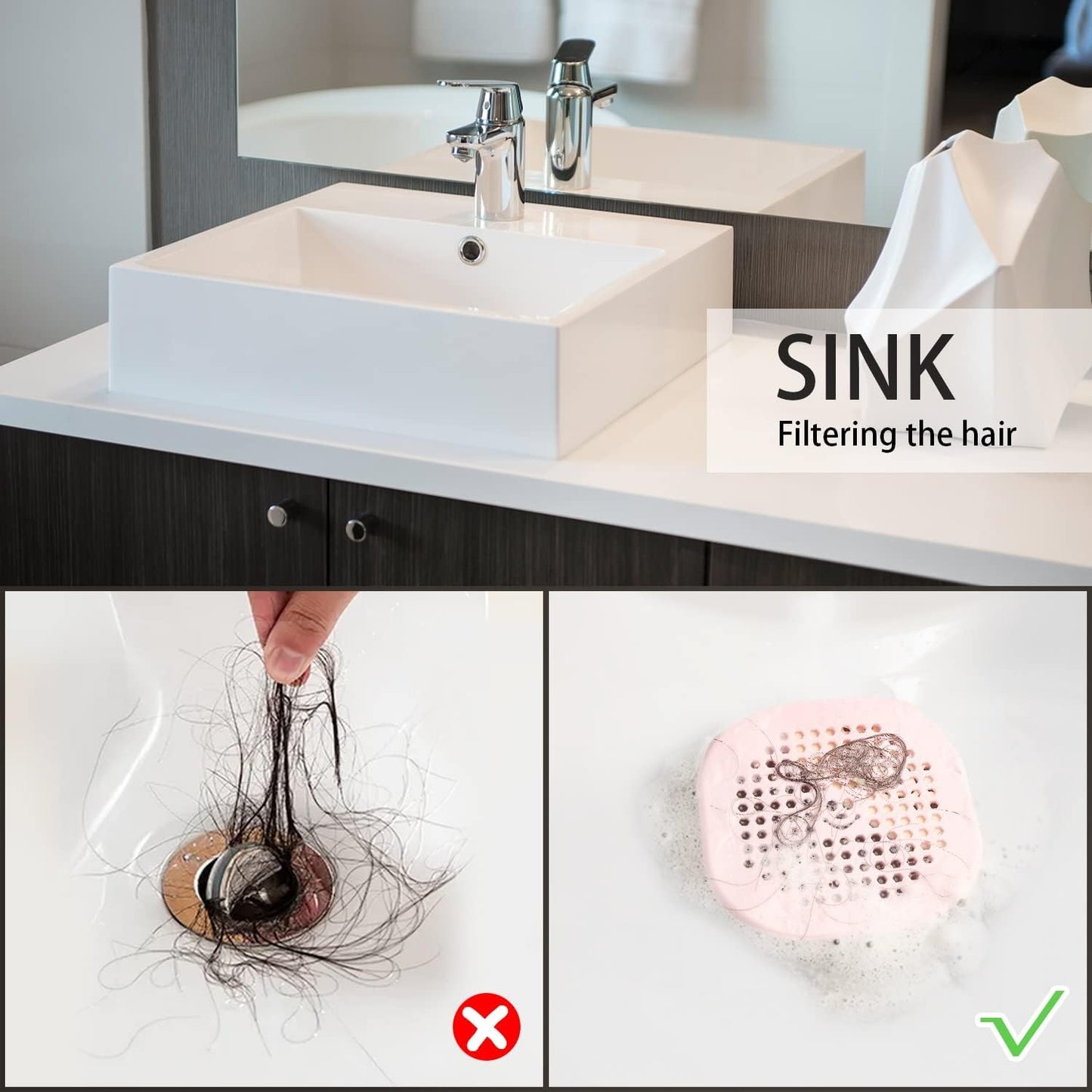 2 Pack Drain Hair Catcher Silicone Drain Protector Bathroom Accessories Hair Stopper Drain Cover for Shower Kitchen Bathroom Tub Deep Purple