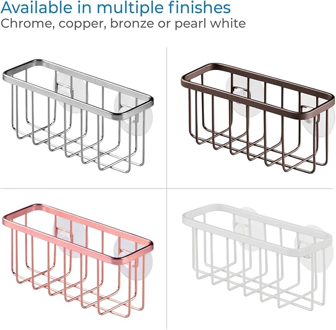 iDesign Stainless Steel Suction Sponge Holder - Kitchen Sink Sponge Caddy Organizer - Copper
