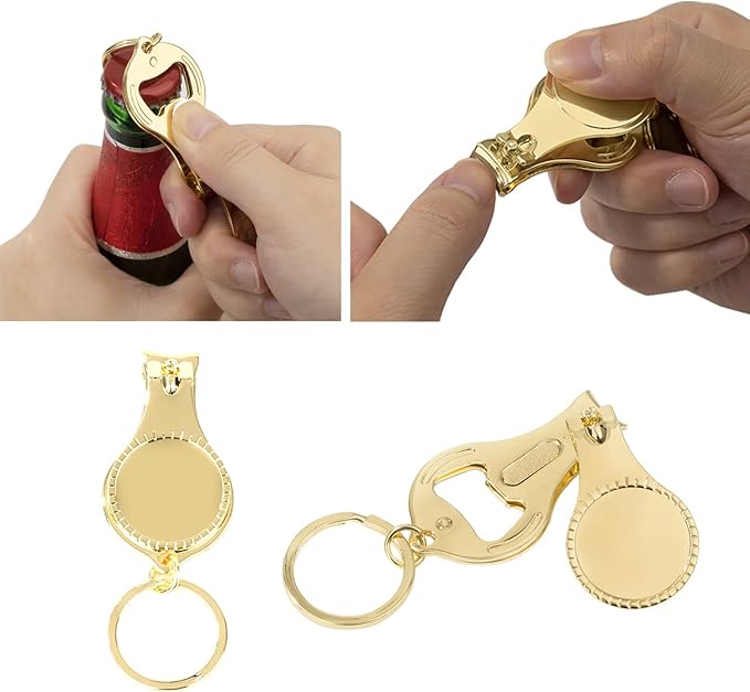 20pcs Personalized 4 in 1 Multi Function Bottle Opener, Nail Clipper, Wedding Favors Brewery, Private Customized, Gold, Multitool Gifts for Men