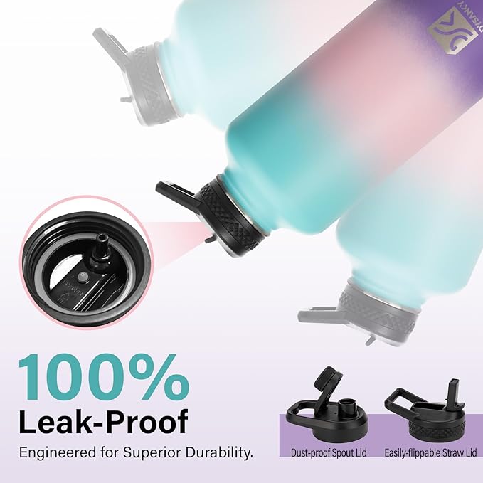 DYSANKY Insulated Water Bottle | Thickened Stainless Steel for Gym and Hiking with Straw, Carrier Bag, Handle Strap | BPA-Free 87 oz