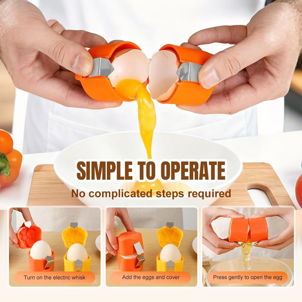 2026 New Egg opener, Egg Shell Separator for Raw Eggs Gadgets Cracker Tool, Upgrade Stainless Steel Egg Cutter Egg Cracker Tool Multifunctional Egg Cutter Multipack (4, Yellow)